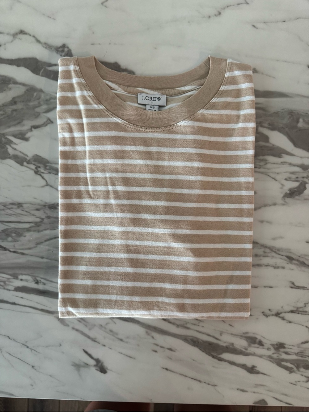 J. Crew Beige & White Striped Tee